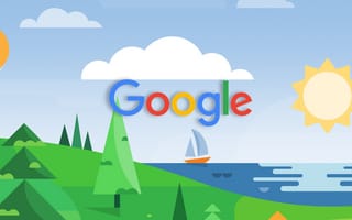 Картинка google, google now, seaside, new google logo, новый, логотипы, пейзаж, океан, гугл