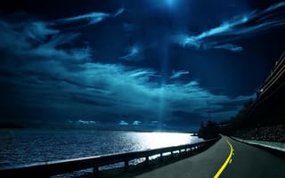 Картинка note 3, moonlit road, дорога, экран блокировки, домашний экран
