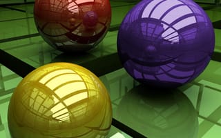 Картинка 3d balls, зеленые, золотые, 3д, мяч, шары, круги