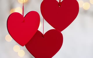 Картинка red hearts, красые, сердце, боке