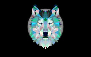Картинка diamond wolf, черные, волк, бриллиант