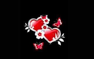 Картинка hearts butterfly 2, дизайн, сердце, бабочки