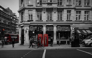 Картинка colour splash, phonebox, union jack, черные, красые, белые, цветные, брызги, лондон, джек, будь