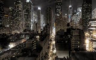 Картинка ny, city at night, новый, ночь, город, городские, нью йорк, йорк, небоскребы