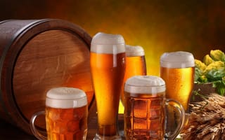 Картинка barrel, brew, дерево, пиво, пшеница