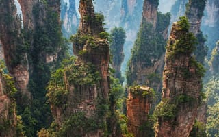 Картинка peaks, горы, лес, китай, азия, утес, китайские
