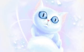 Картинка синие, белые, кошки, животные, глаза, котята, питомцы
