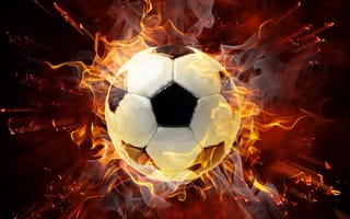 Картинка ball on fire, мяч, огонь, футбольные