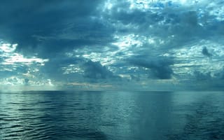 Картинка природа, небо, море, облака, океан, сияние, лучи