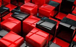 Картинка 3d, 3d cubes, абстрактные, черные, красые, 3д, кубы, квадраты