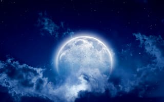 Картинка the moon, абстрактные, природа, синие, ночь, луна, облака