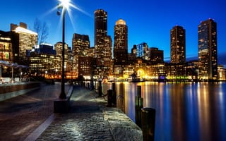 Картинка 2160x1920, boston night, ночь, бостон