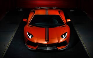 Картинка lamborghini, оранжевые, ламборгини, авентадор, гараж