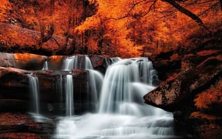 Картинка autumn falls, природа, осень, водопад, падает
