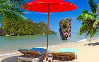 Картинка thailand, море, пляж, океан, остров, пальмы