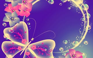Картинка abstract circle, butterfly florals, abstract butterfly, абстрактные, бабочки, круги, цветочные