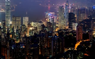 Картинка harbor, hong kong, skyline, skyline hd, горизонт, здания, китай, конг, азия