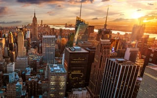 Картинка 4k, hd, uhd, 4k new york, новый, пейзаж, закат, город, естественные, здания, йорк, твой
