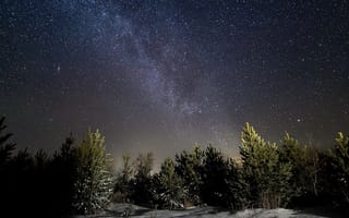 Картинка природа, ночь, пейзаж, зима, снег, холодное