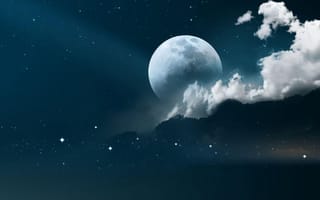 Картинка moon light, небо, ночь, звезды, луна, свет