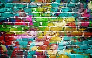 Картинка backgcround, красочные, стена, камни, цветные, кирпичи