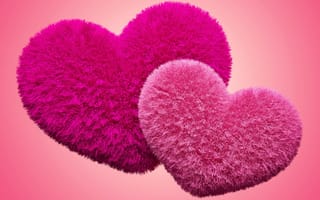 Картинка love, fluffy hearts, любовь, розовые, сердце, романтика, валентинка, пушистые