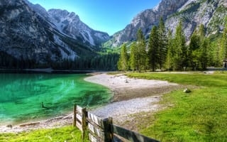 Картинка mountain lanscape, природа, синие, небо, пейзаж, горы, лес, озеро