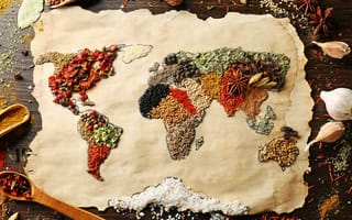 Картинка good idea, spices, world map, мир, еда, креативные, карта, поверхность