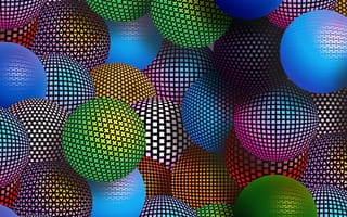 Картинка 3d, абстрактные, цветные, 3д, мяч, круги, сфера, сферы