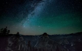 Картинка galaxy, hd, beautiful sky view, галактика, прекрасные, небо, ночь, пейзаж, горы, вид