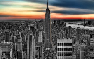 Картинка usa, skyline, новый, закат, город, америка, сша, горизонт, нью йорк