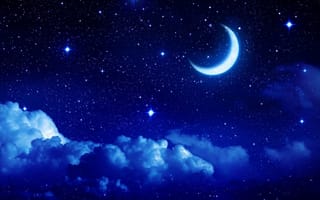 Картинка beautiful night, синие, прекрасные, ночь, звезды, луна
