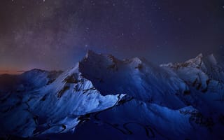 Картинка lg g3, the night mountains, природа, прекрасные, ночь, пейзаж, звезды, горы