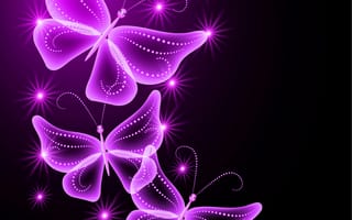 Картинка абстрактные, розовые, неоновые, бабочки, сияние