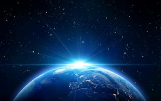 Картинка light flare, earrh, синие, космос, свет, земля, вспышка