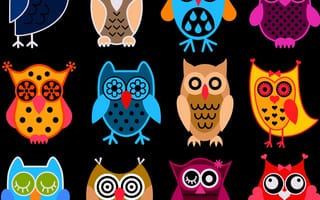 Картинка абстрактные, красочные, шаблон, сова