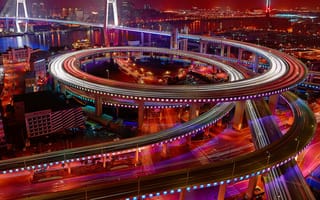 Картинка город, дорога, путь, круги, городской пейзаж