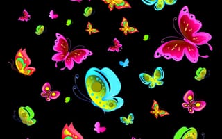 Картинка art, абстрактные, дизайн, арт, звезды, неоновые, бабочки, рисунки, цвести