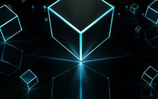 Картинка 3d, boxes, абстрактные, черные, 3д, светящиеся, коробка