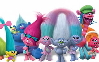 Картинка dreamworks, justin timberlake, trolls, синие, розовые, анимация, аква