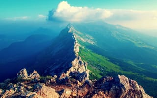 Картинка небо, облака, горы, камни