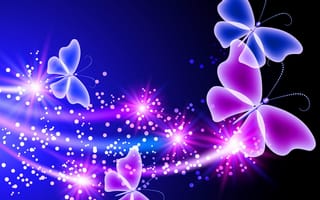 Картинка blue pink, абстрактные, синие, розовые, красочные, бабочки, векторные