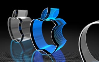 Картинка apple, логотипы, эпл, неоновые, карбон, волокно