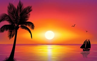 Картинка colorful, sunset vector, красочные, закат, векторные