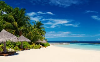 Картинка tropical maldives, небо, море, пляж, тропические, песок, остров, пальмы, берег, мальдивы