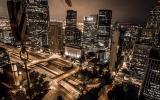 Картинка ночь, город, небоскребы