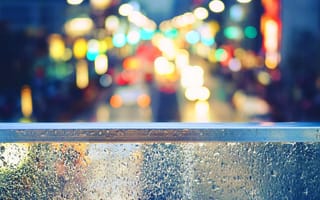 Картинка cityscapes, curb, вода, цветные, огни, капли, улицы