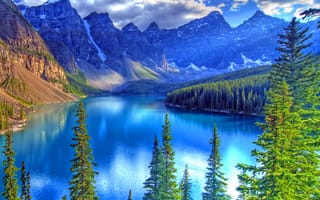 Картинка moraine, nature canada, природа, вода, озеро, горы, канада