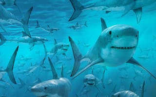 Картинка вода, море, животные, океан, рыба, акула