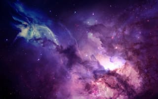Картинка космос, фиолетовые, звезды, туманность